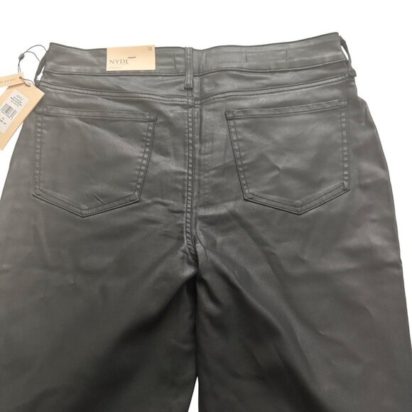 NYDJ Marilyn Straight Black Coated Lift Tuck Womens leather Pants Size 12 new - Picture 12 of 16